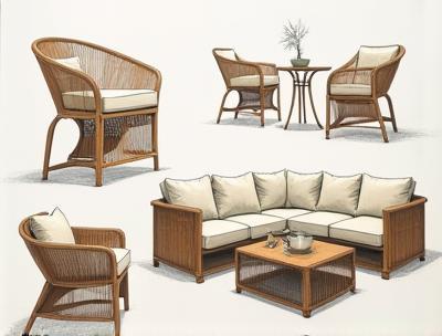 Designer sketching rattan furniture